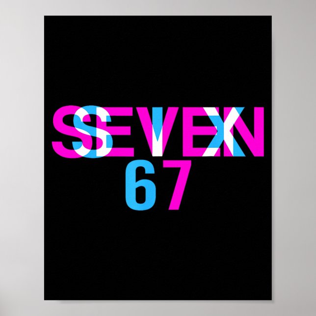 Poster Glitch Optical Illusion Funny Six Seven 67 Meme Ge (Devant)