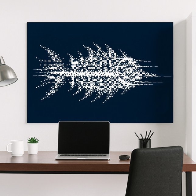 Poster Glitch Pixel White Fish Wall Art (Créateur téléchargé)