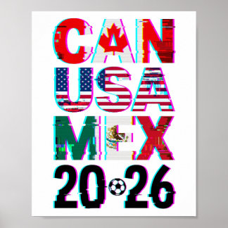 Poster Glitched CAN USA MEX 2026 – World Cup Soccer