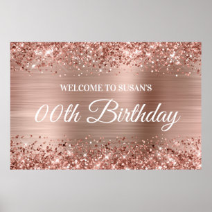 Poster Glitter Rose Gold Foil N'importe quel âge Annivers