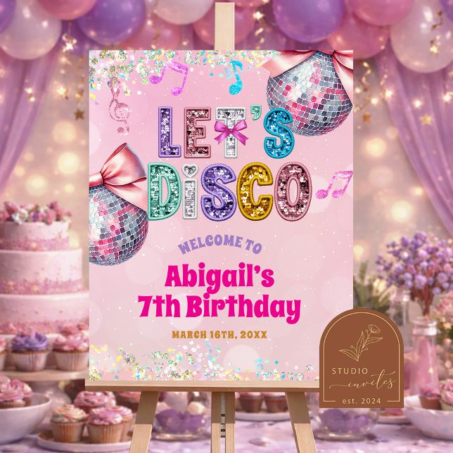 Poster Glitter Sequins Disco Birthday Party Welcome Sign (Créateur téléchargé)