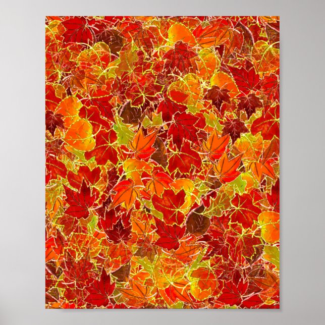 Poster Glittery Fall Maple Feuilles (Devant)