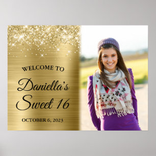 Poster Glittery Pale Gold Glam Soft Edge Photo Sweet 16