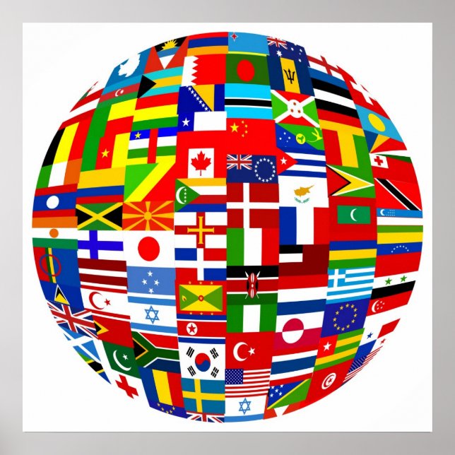 Poster Globe du drapeau (Devant)