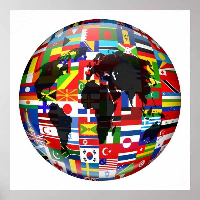 Poster Globe du drapeau (Devant)