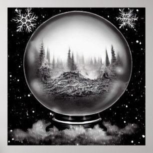 Poster Globe du paysage d'hiver