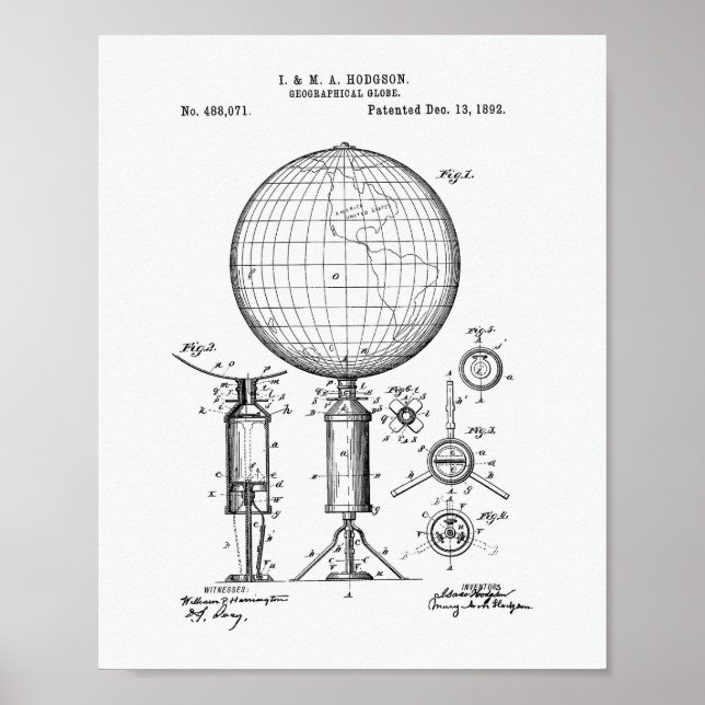 Poster Globe géographique 1892 Livre blanc sur l'art des  (Devant)