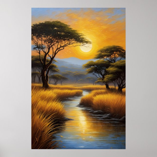 Poster Glorieux coucher de soleil africain (Devant)