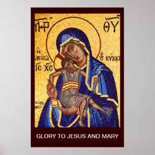 POSTER GLORY TO JESUS AND MARY