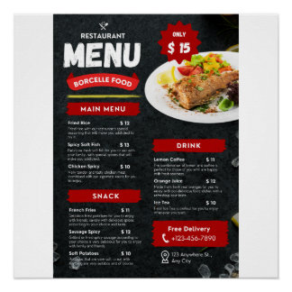 Poster Glossy Menus