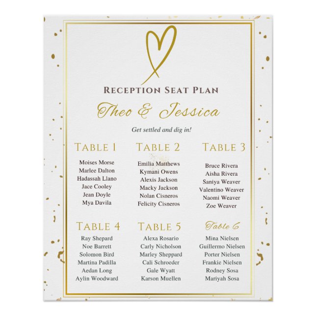 Poster Glossy We Do White and Gold Seating Plan (Devant)