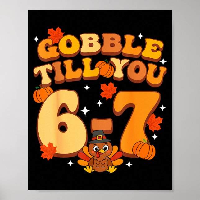 Poster Gloups jusqu'à 67 Meme de Brainrot de Thanksgiving (Devant)