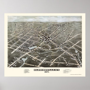 Poster Gloversville, NY Carte panoramique - 1875