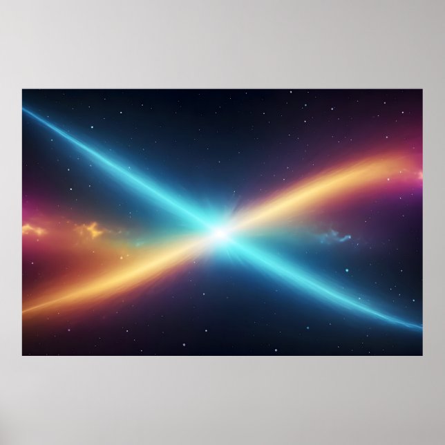 Poster Glowing Cosmic Energy Collision Abstract Space (Devant)