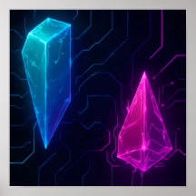 Glowing Cyberpunk Geometric Circuit Pattern