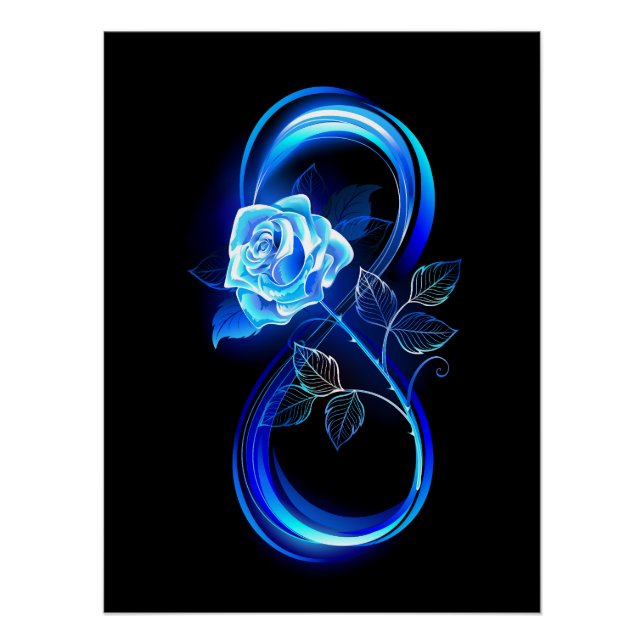 Poster Glowing infinity with blue rose (Devant)