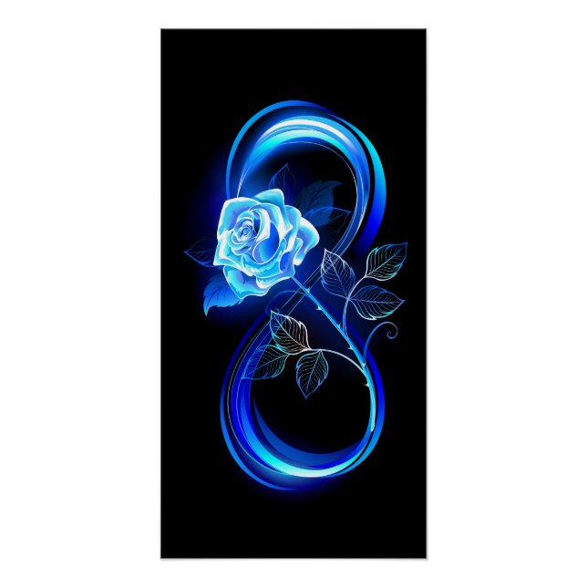 Poster Glowing infinity with blue rose (Devant)