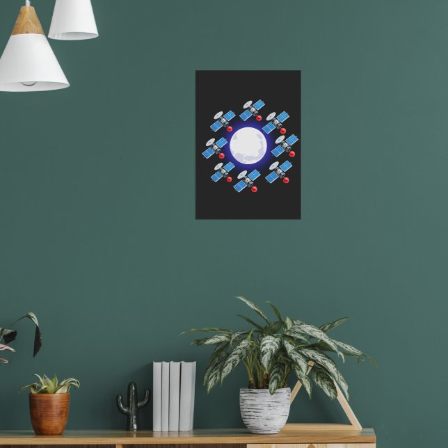 Poster Glowing Moon Orb with Satellite Ring | Cosmic (Salon 1)