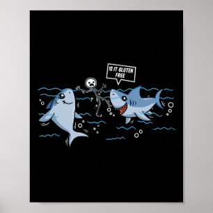 Poster Gluten Free Shark Cadeau Maladie coeliaque