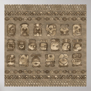 Poster glyphes du mois calendrier maya