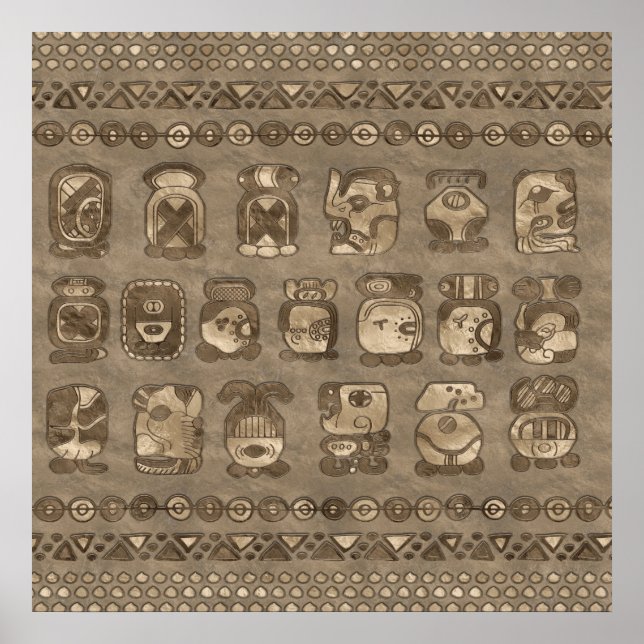Poster glyphes du mois calendrier maya (Devant)