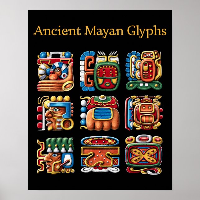 Poster Glyphes mayas (Devant)