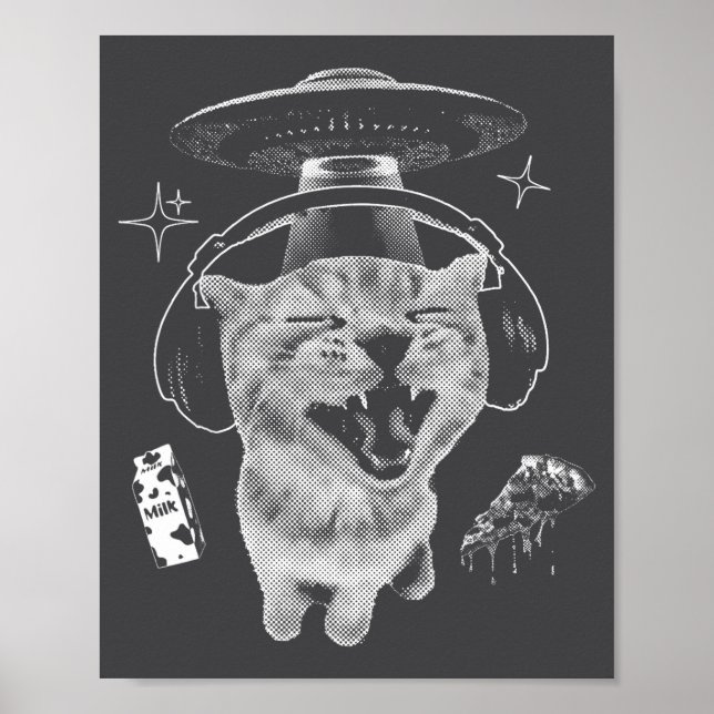 Poster Gnarp Cat Silly Alien Cat Meme Brainrot Funny Meme (Devant)