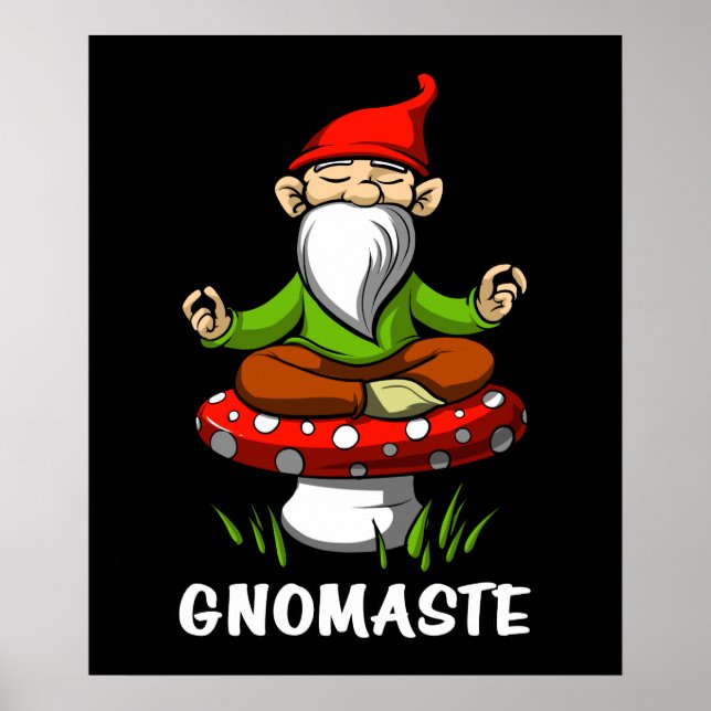 Poster Gnomaste Zen Yoga Jardin Méditation Gnome (Devant)