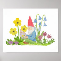 Gnome avec imprimé d'art de livre à fleurs