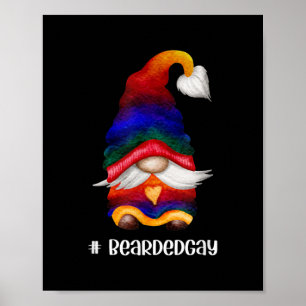 Poster Gnome de cœur arc-en-ciel masculin avec barbe Bear