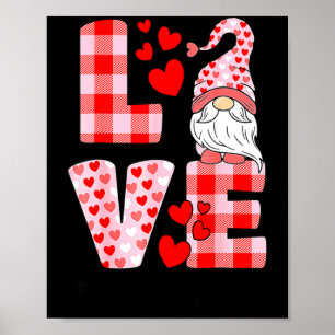 Poster Gnome de l'amour Saint Valentin Rouge Carreaux Buf
