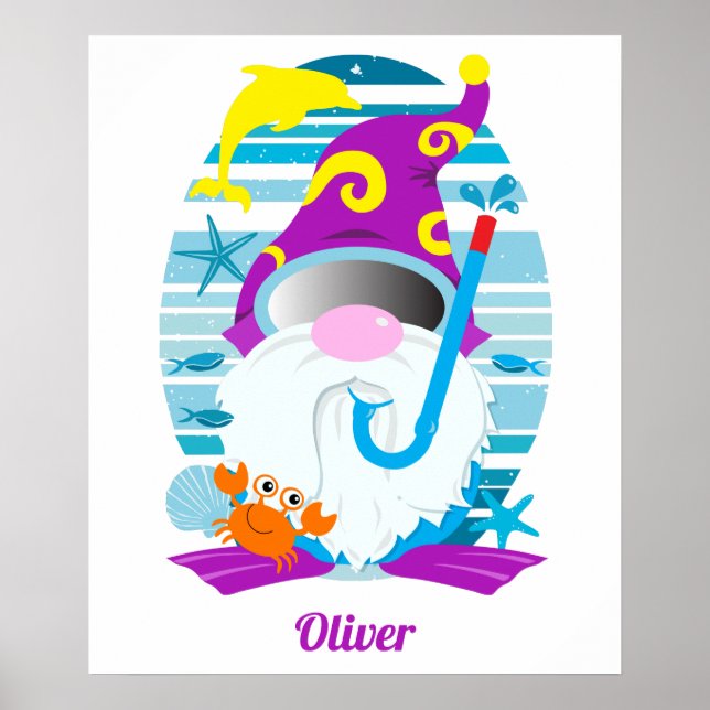 Poster Gnome été avec tuba et lunettes (Devant)