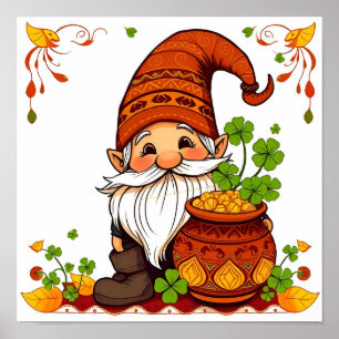 Poster Gnome Joyeux jour de la Saint-Patrick Shamrock