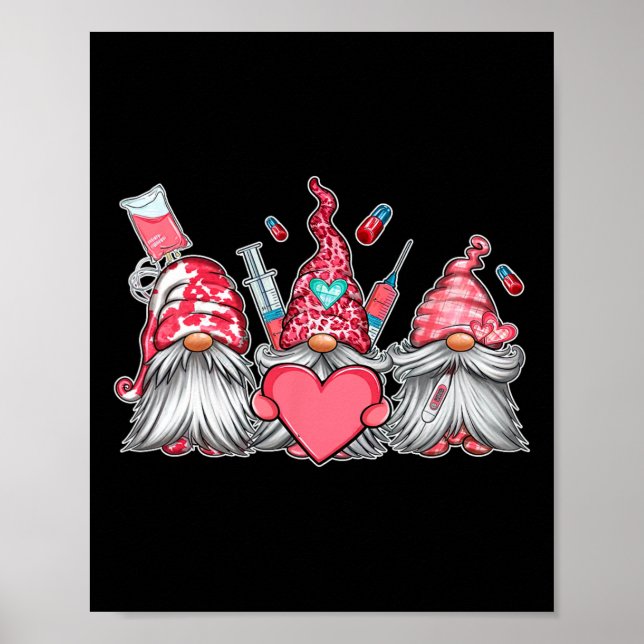 Poster Gnome Nurse Scrub Valentine Rn Icu Er Valentines D (Devant)