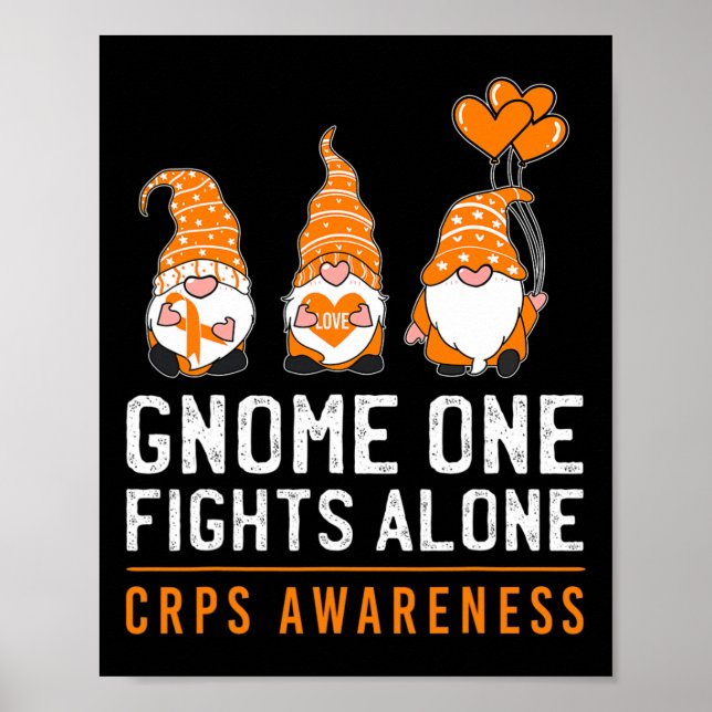 Poster Gnome One se bat seul Ruban orange de sensibilisat (Devant)