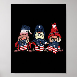 Poster Gnome Usa 4 juillet Drapeau Américain mignon Indép