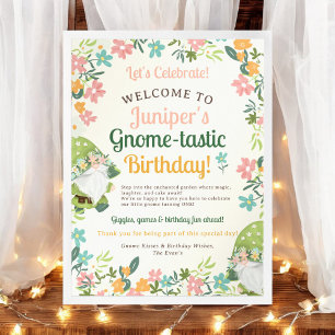 Poster Gnome Whimsical mignon Premier anniversaire Bienve