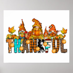 Poster Gnomes de remerciement Chute Thanksgiving Citrouil