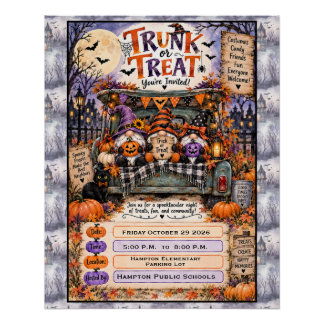 Poster Gnomes effrayants de Halloween Fête de coffre ou t