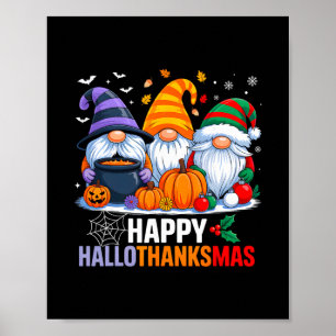 Poster Gnomes Halloween Thanksgiving Noël Joyeux Hall