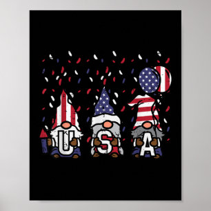 Poster Gnomes Us American Flag Memorial Jour 4 De Ju