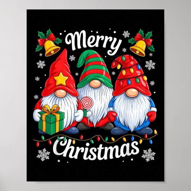 Poster Gnomes Xmas drôle Joyeux Noël Gnomes Hommes Femmes (Devant)