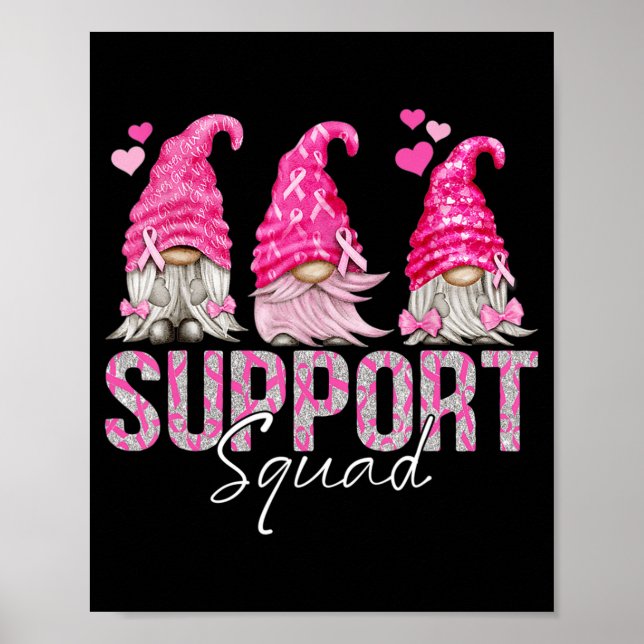 Poster Gnomies amusantes Soutien Squad Cancer du sein Pri (Devant)