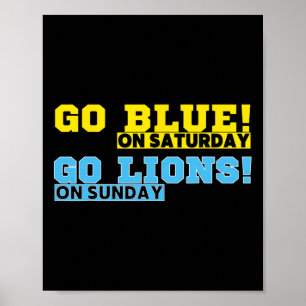 Poster Go Blue Le Samedi Go Lions Le Dimanche Football Fa