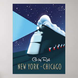 Poster "Go by rail" New York - Chicago