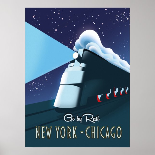 Poster "Go by rail" New York - Chicago (Devant)