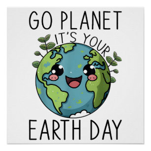 Poster Go Planet Son Jour des terres Enseignant Enfants M