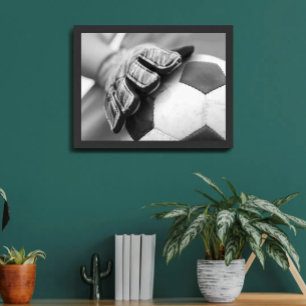 Poster Goalkeeper de football Gants Black Minimaliste Pho