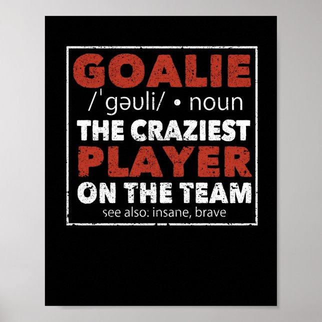 Poster Goalkeeper joueur de hockey de football amusant ga (Devant)