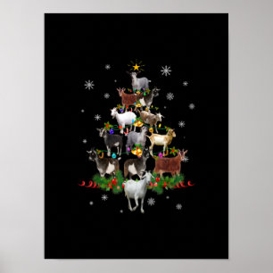 Poster Goat Christmas Tree Snow Goat Xmas